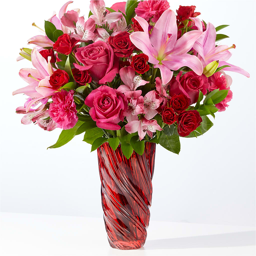 In Love Bouquet with Luxe Swirl Vase – Heaven Sent Florist, El Paso TX
