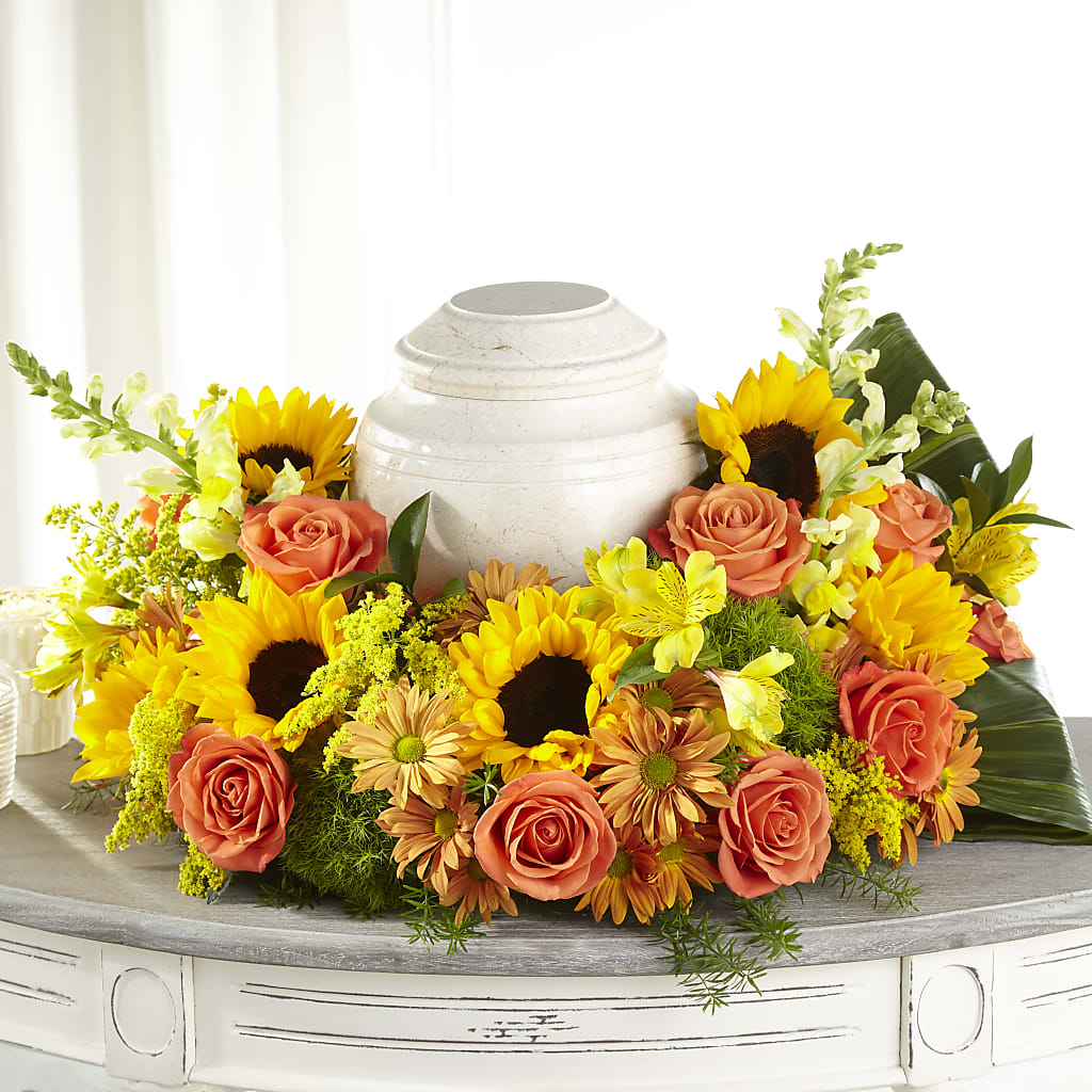 Faithful Sunflower Cremation Adornment – Heaven Sent Florist, El Paso TX