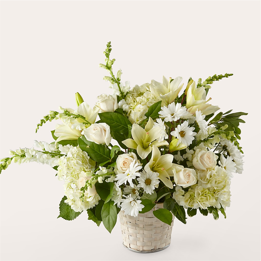 Ivory Elegance Floral Basket – Heaven Sent Florist, El Paso TX