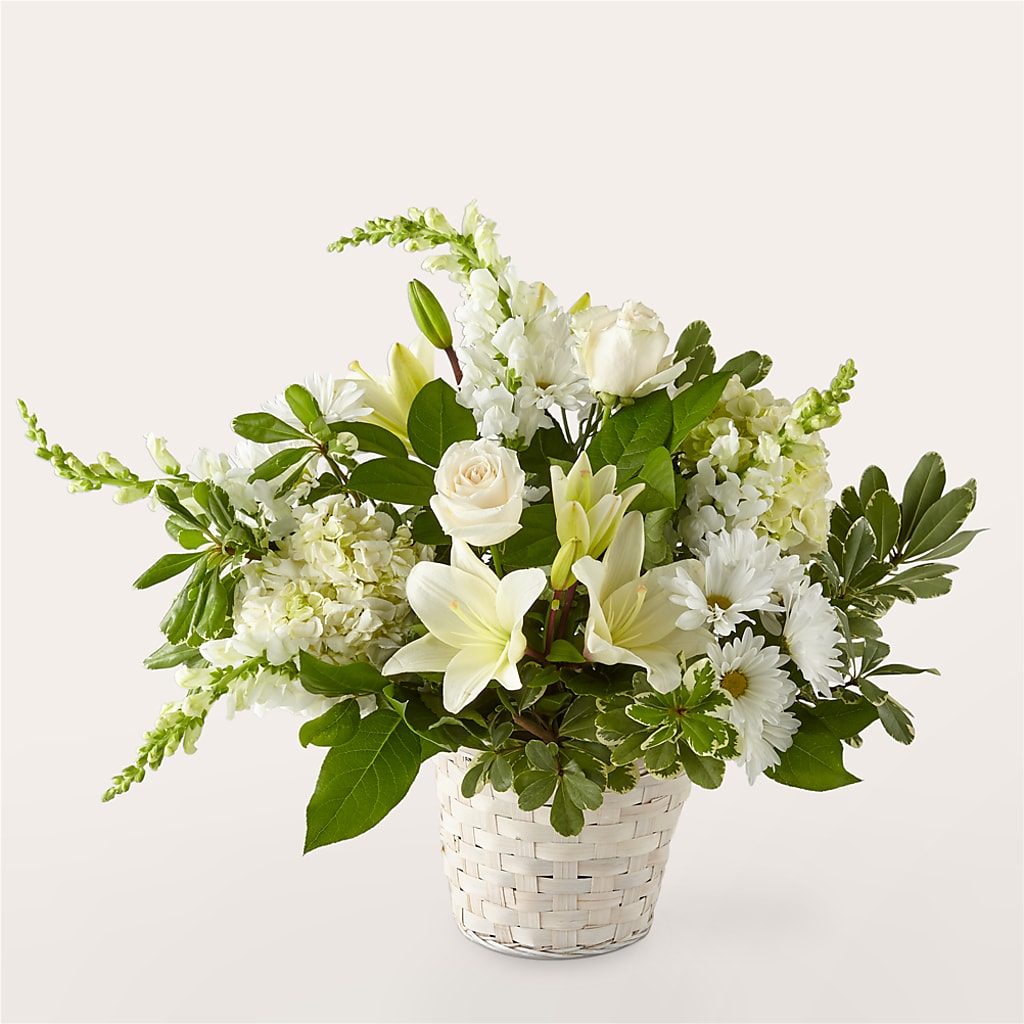 Ivory Elegance Floral Basket – Heaven Sent Florist, El Paso TX