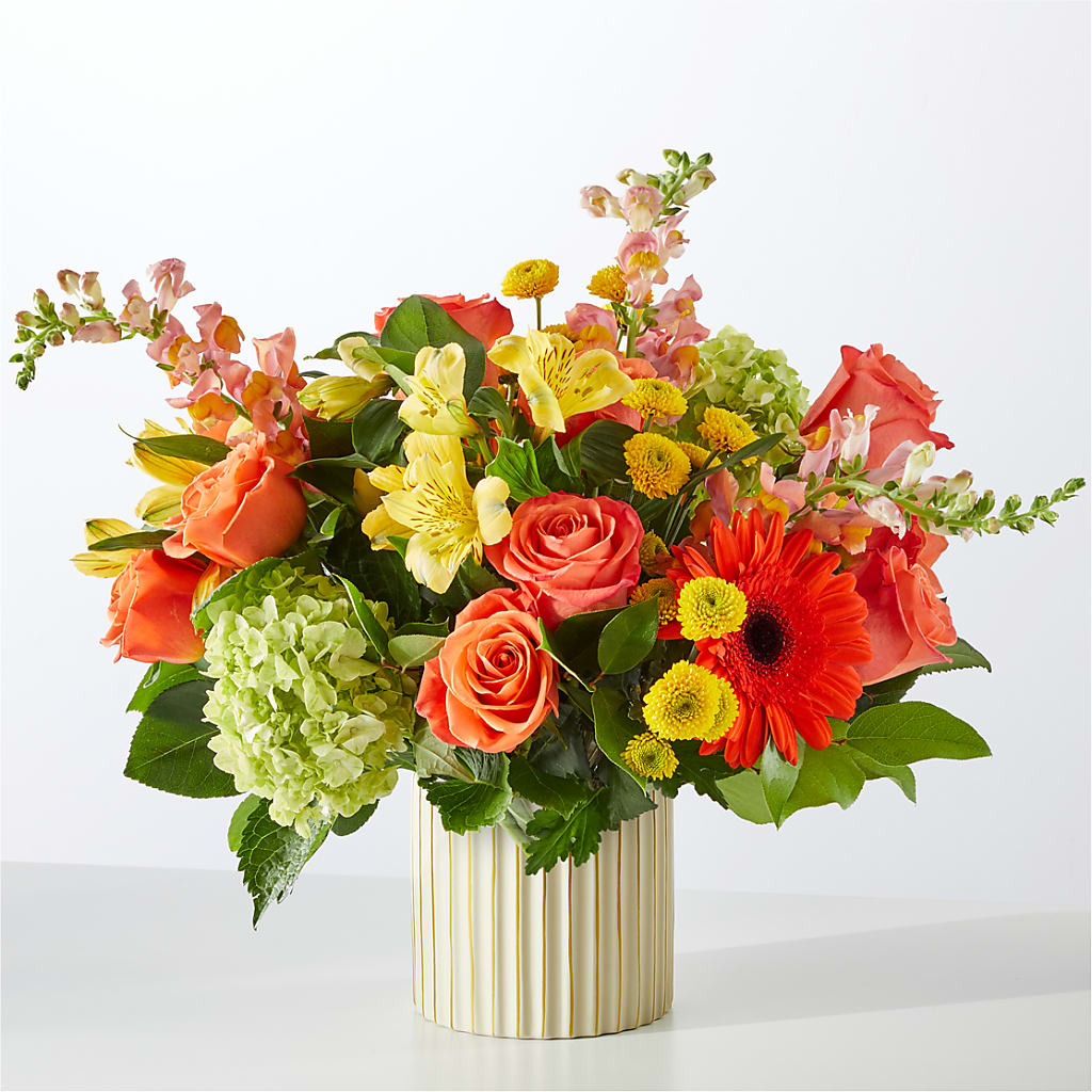 Autumn Sunshine Bouquet with Ivory Vase – Heaven Sent Florist, El Paso TX