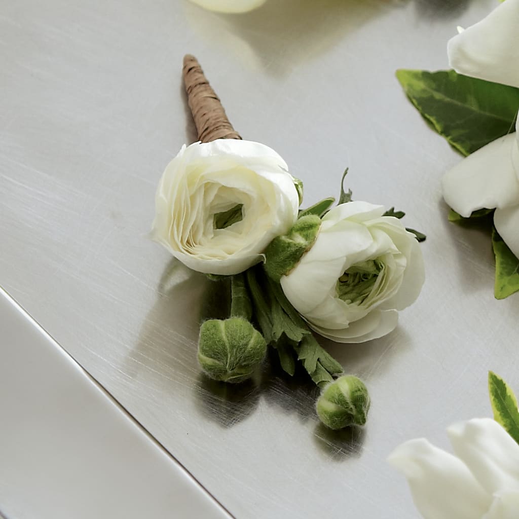White Ranunculus Boutonniere – Heaven Sent Florist, El Paso TX