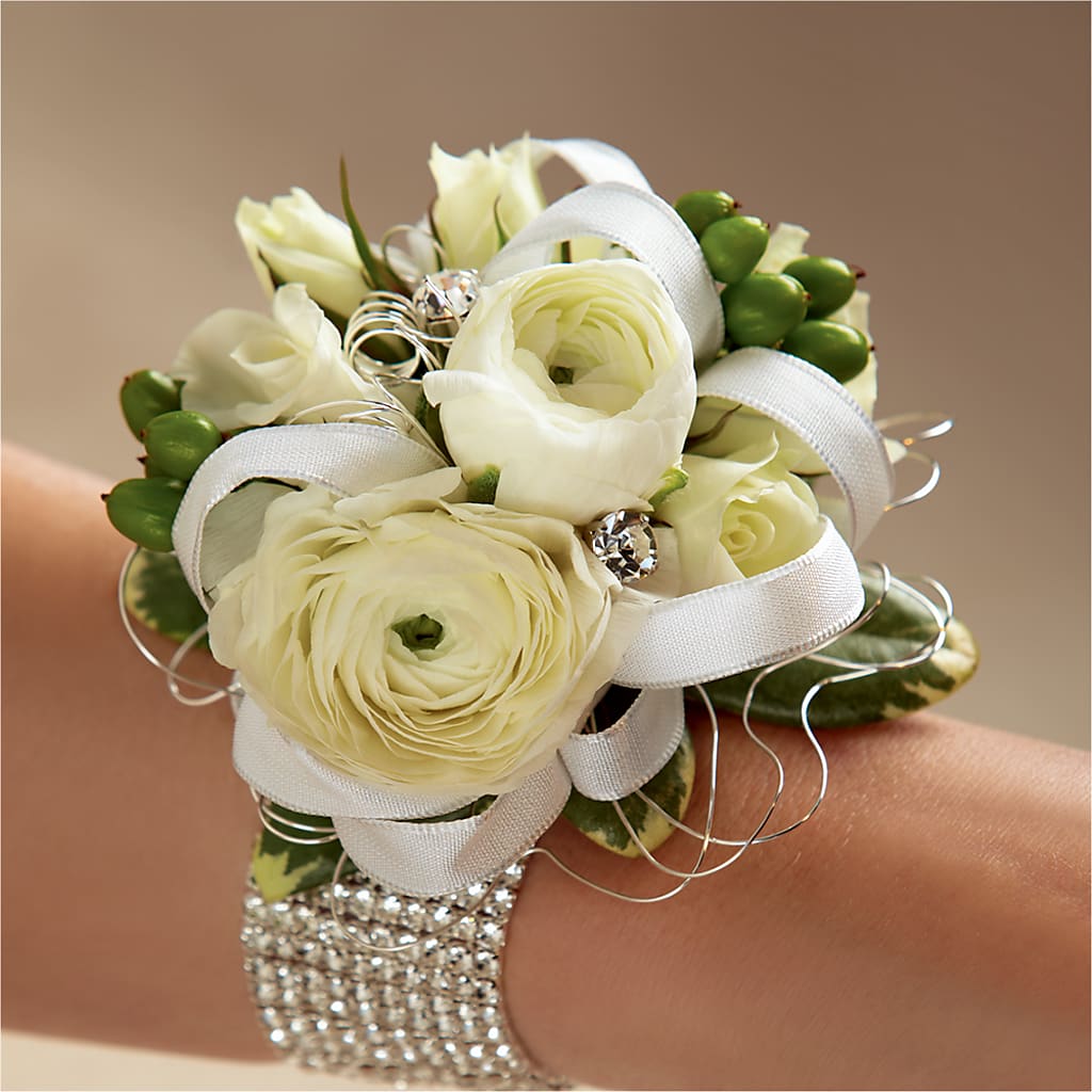 White Wedding Corsage – Heaven Sent Florist, El Paso TX