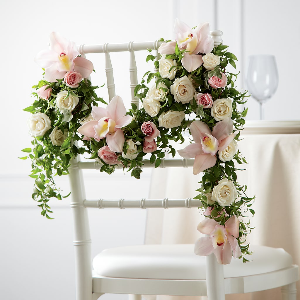 Orchid Rose Chair Décor – Heaven Sent Florist, El Paso TX