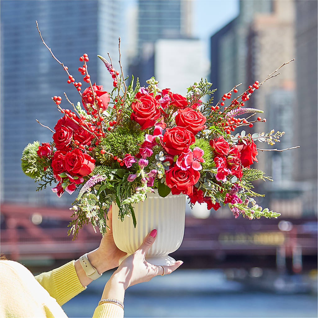 Big Red Bow Bouquet –  Heaven Sent Florist, El Paso TX
