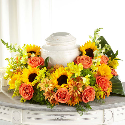Faithful Sunflower Cremation Adornment –  Heaven Sent Florist, El Paso TX